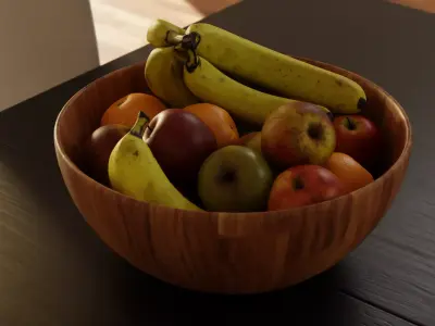  Fruit bowl apples bananas and oranges 3D model