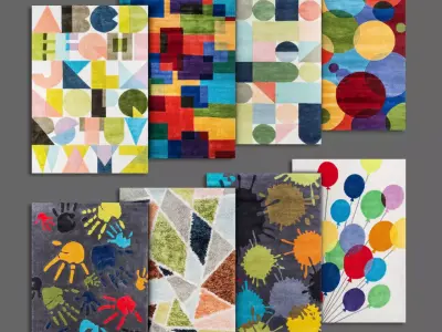 Carpets Set 002 - Colorful 3D model