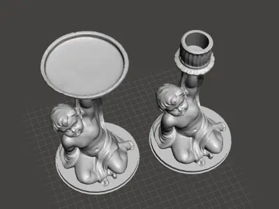 cherub candle stick holder big and small 3D print model