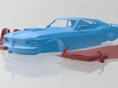 1970 Mustang Boss 302 - 3D Printable Model in Separate Parts 3D print model