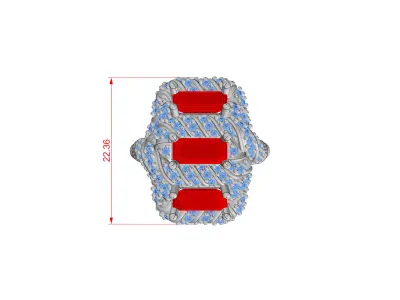 Luxury Ruby and Diamond Statement Ring 3D print model