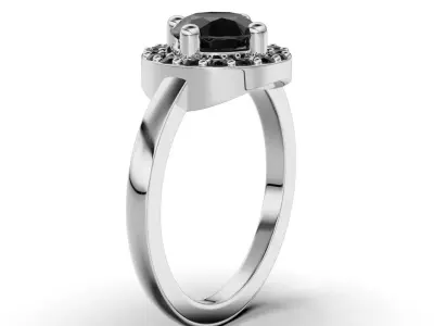 Women ring with a round stone 3D print model