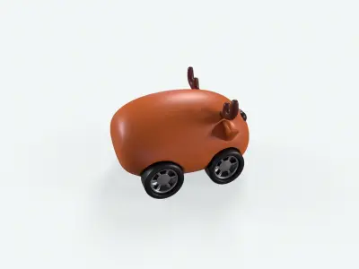 Cartoon Deer Car Cute Low-poly 3D model