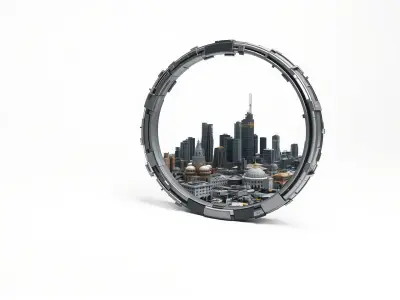Futuristic Cyberpunk Circular City Model Low-poly 3D model