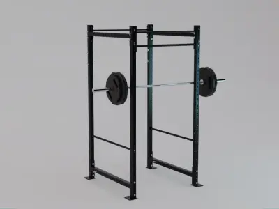 Squat Rack and Loaded Olympic Barbell - Gym Equipment  3D model
