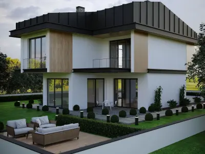 modern villa project Low-poly 3D model