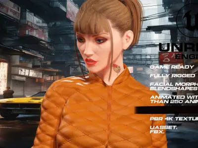 Casual girl full rigged - game ready - animated  Low-poly 3D model