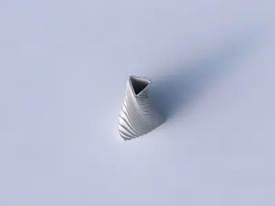 Vase twist tilted triangle with wavy extruded lines 2 3D print model