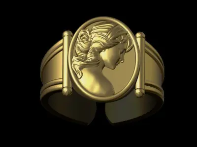Cameo Woman Ring 3D print model