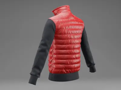 Winter jacket Red Low-poly 3D model