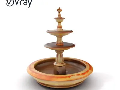 Elegant Tiered Fountain Model Pack Low-poly 3D model