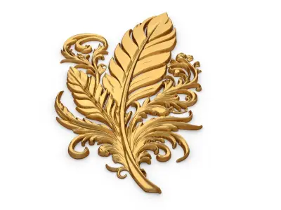 feather decor set wall mural 01 3D model