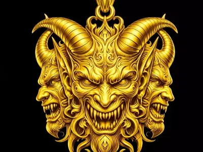 Pendant Devil Head Mask Head Gold Pendant 3D print model