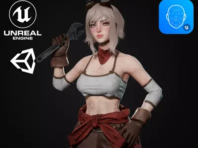 Mechanic Girl - Game Ready Low-poly 3D model