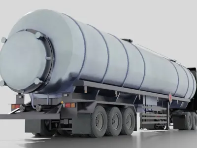 Volvo VNL 2014 and Trailer Low-poly 3D model