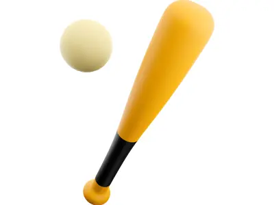 3d baseball bat and ball 3D model