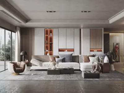 Modern light luxury living room 3D model shop
