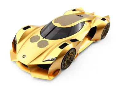 Luminous Gold Hypercar model pack Low-poly 3D model