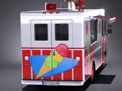 Ice Cream Truck with interior 3D model