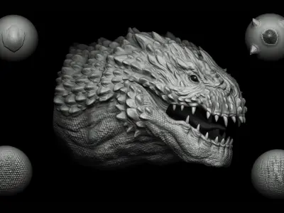 Zbrush Blender - 40 Scales and Skins Brushes 3D model
