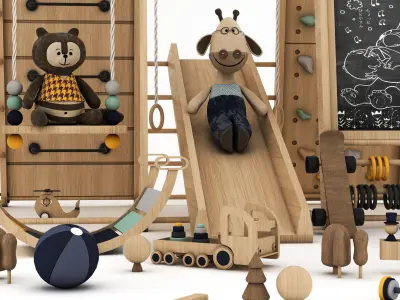 toys and furniture set  Low-poly 3D model