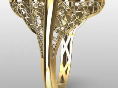 Elegant Floral Organic Gold Ring Design  Size 7 US  Modern Style 3D print model
