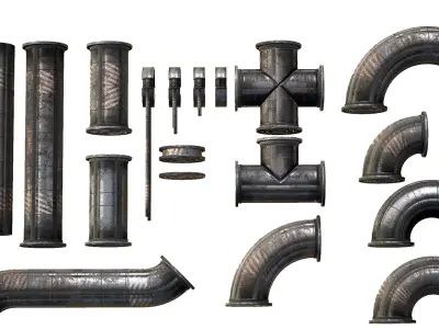 modular Pipeline - sci fi architecture  Low-poly 3D model