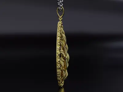 Pendant with Leaves surrounded by a ring 3D print model