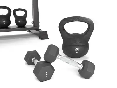 Gym-Tools-Fitness-Body-Building-set-01 gym rack with weights ... 3D model