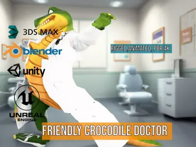Friendly Crocodile Doctor model pack Low-poly 3D model