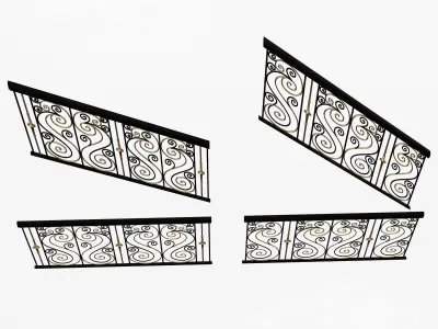 Forging Iron Forged Balcony Railing 04 Low-poly 3D model