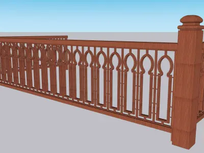 Decorative Wooden Railing and Enclosure SketchUp Model 3D model