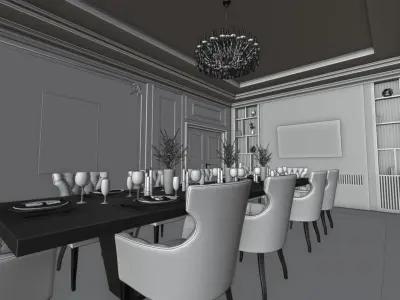 Neoclassic Interior Hall Low-poly 3D model