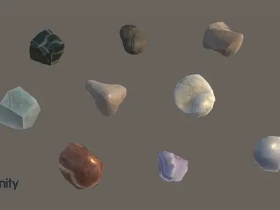 Collection of decorative stones Unity Asset Free low-poly 3D model
