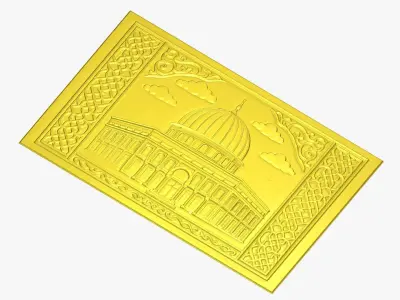 3d modern Dome of the Rock 3D Wall Panel Relief CNC 03 3D model