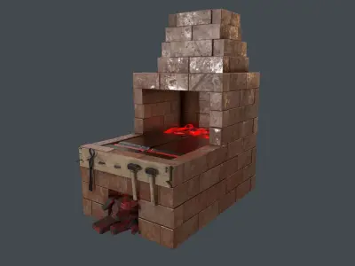Black Smith Forge LowPoly Low-poly 3D model