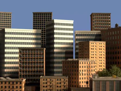 Simple City Buildings Model Pack Free 3D model