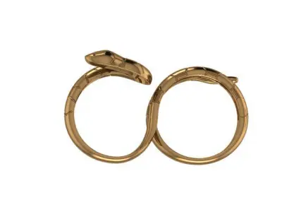 Golden silver double ring snake design ring 3D print model