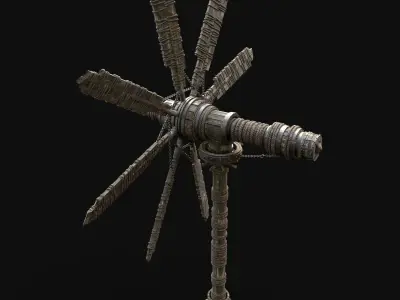 WINDMILL TURBINE MILL POWER PLANT GENERATOR MEDIEVAL AAA Low-poly 3D model