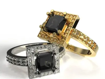 Statement ring with cube halo 3D print model