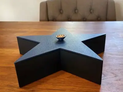 Star Box with Lid and Knob Including Coin Set STL 3D Print  3D print model