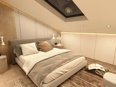 ATTIC ROOM MODERN VILLA 360 VIEW Low-poly 3D model