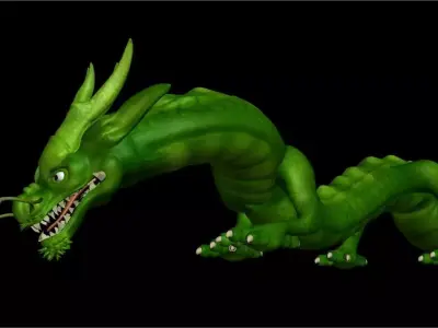 GREEN DRAGON RIG FINAL 3D MODEL Low-poly 3D model