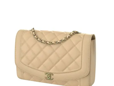 Vintage Medium Diana Flap Bag Cream Low-poly 3D model