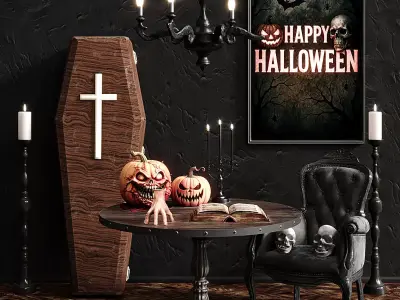 Decorative Halloween Set with Wednesday s Thing 3D model
