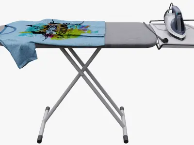 iron and ironing board 3D model