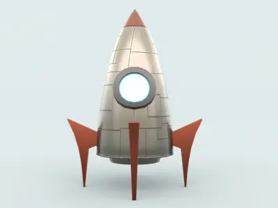Cartoon Rocket Low-poly 3D model