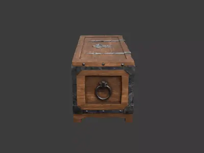 Old wooden chest with lock 3D model