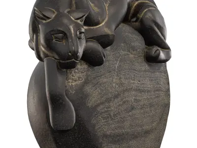 Antique Wild Cat Statue - Bronze Sculpture 3D Model 3D model