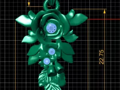 ROSE PENDENT GOLD 3D print model